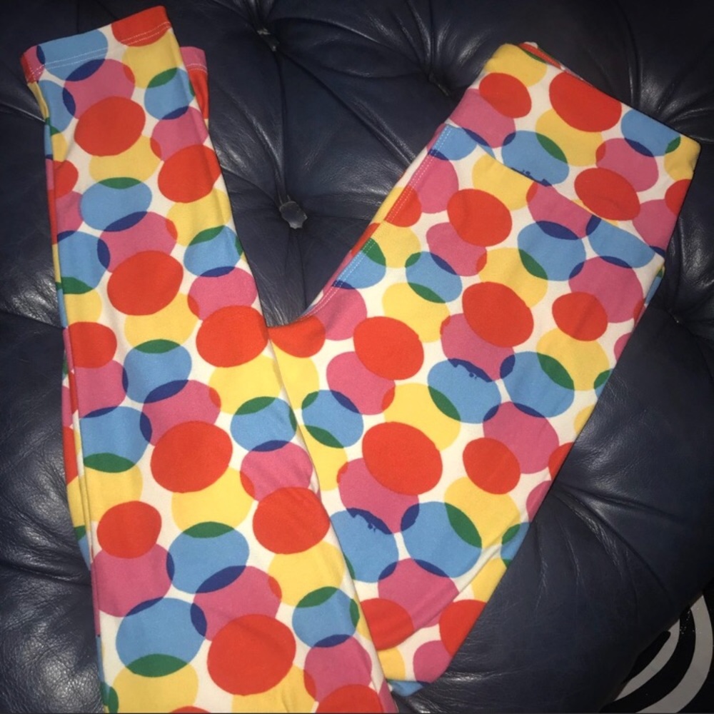 OS Lula Roe Multicolored Polka Dot Leggings